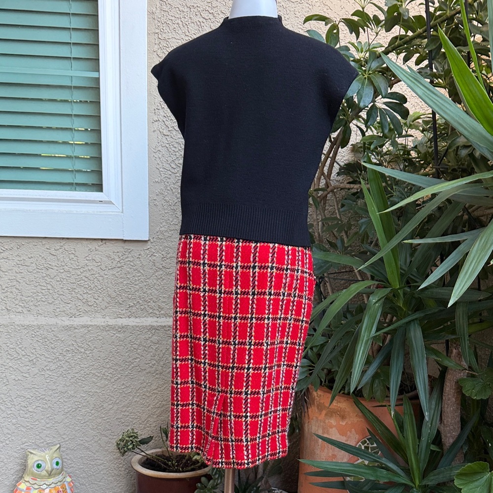 Vintage Multicolored Evan Picone Plaid Tweed Wool Blazer and Skirt Set - Picture 14 of 15